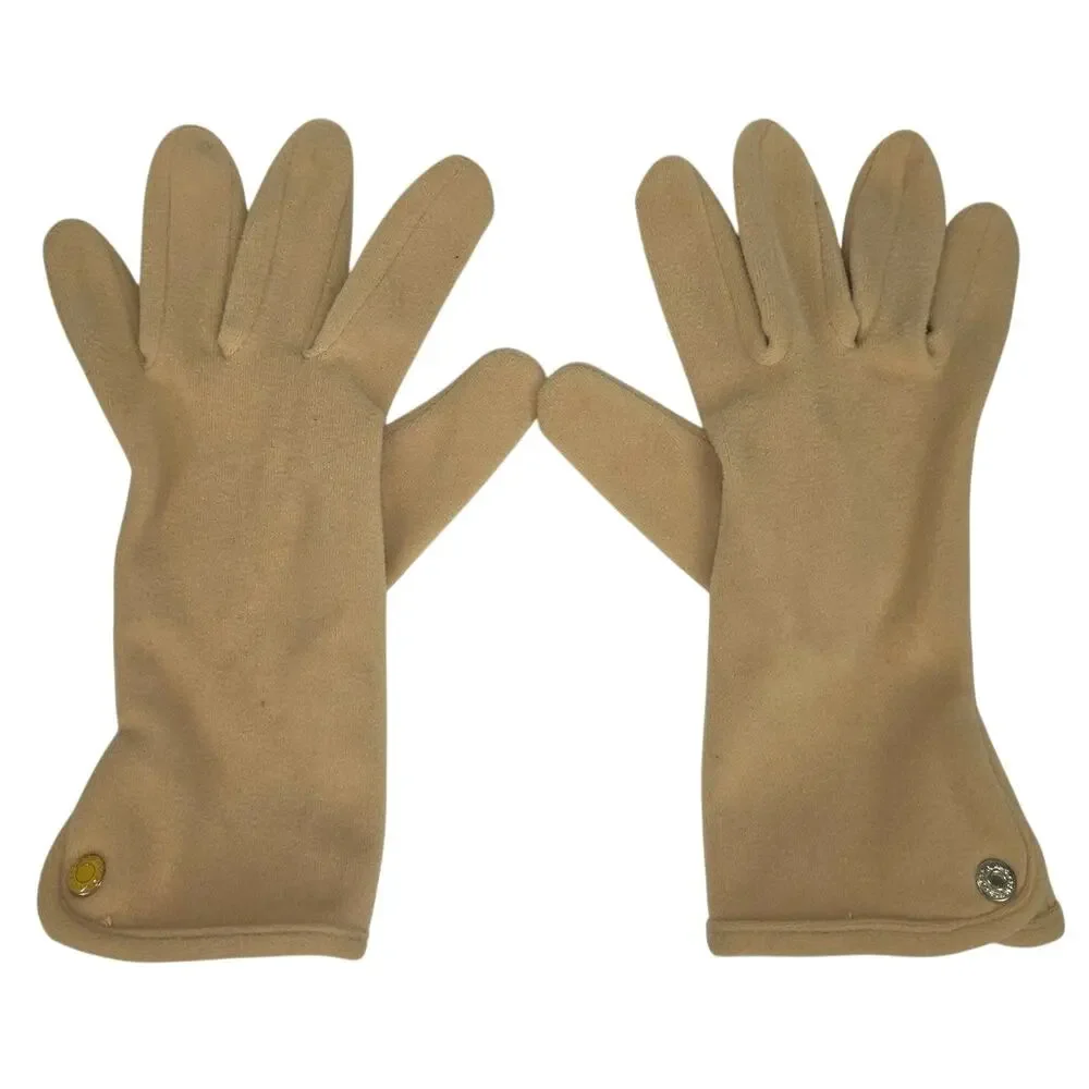 GAP WOMEN’S BUTTON‑TRIM STRETCH FLEECE GLOVES – NEUTRAL TAN – SMALL/MEDIUM